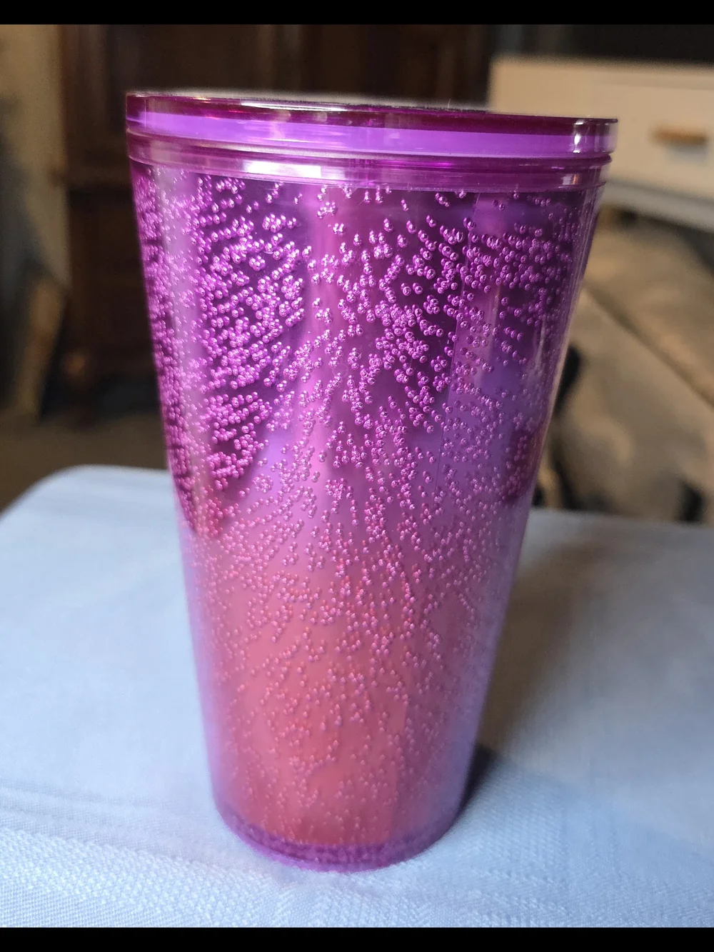 Starbucks 16 oz Purple Jeweled Studded Tumbler Reusable Cold Cup Glitter Texture